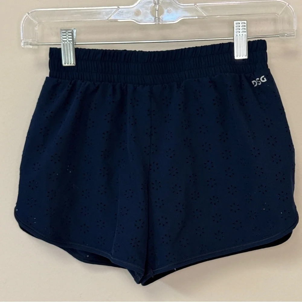 DSG: (2) Pair of Girls Athletic Shorts, Eyelet in Navy & Black, Size M (10-12)